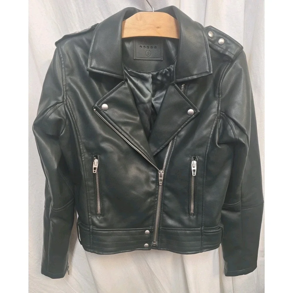 BlankNYC Black Faux Leather Moto Jacket Women's‎ Size S Biker Zip Motorcycle
